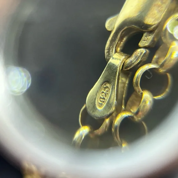 Gold over 925 sterling silver rolo link chain necklace - Picture 5 of 12